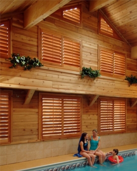 Stained Wood Plantation Shutters